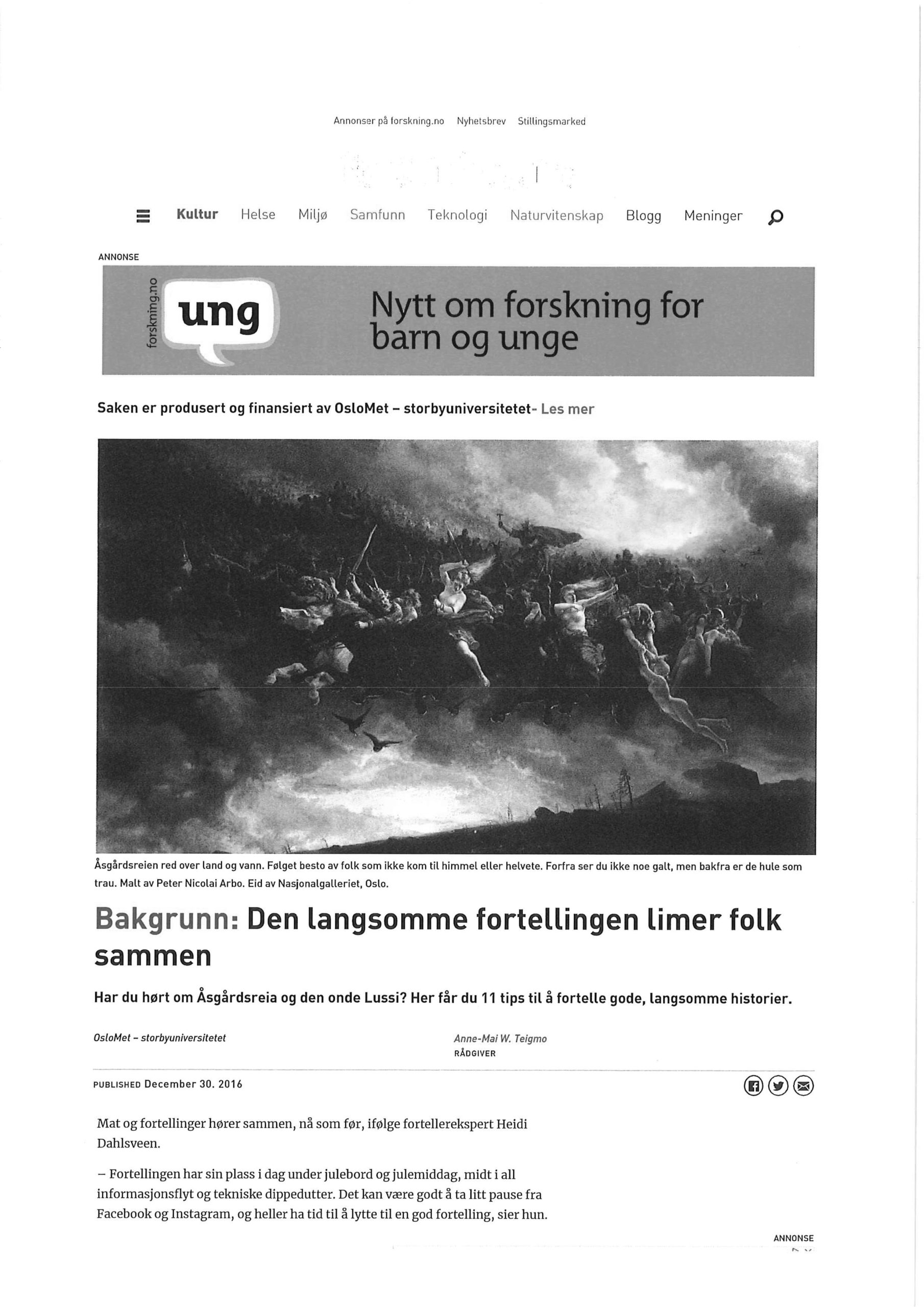 Den langsomme fortellingen limer folk sammen – Forskning.no 2016